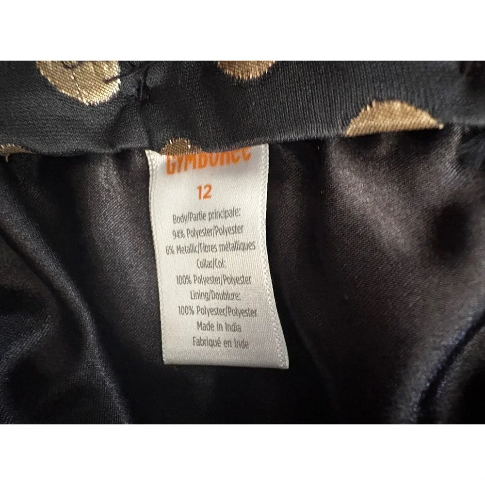 Gymboree Girls Black Gold Polka Dot Holiday‎ Dress Velvet Collar Size 12